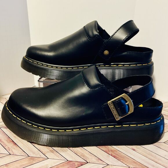 Dr Martens Laketen Leather Atlas Slingback Platform Black Mens 14 Mules Clogs - Picture 1 of 9